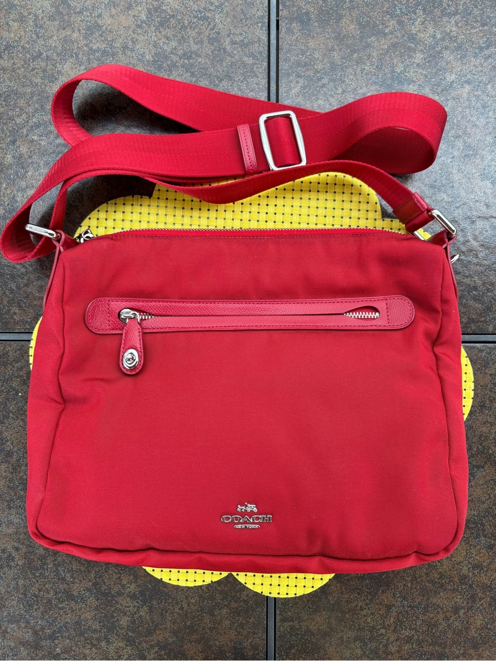 Coach Red Crossbody Bag with Silver Hardware